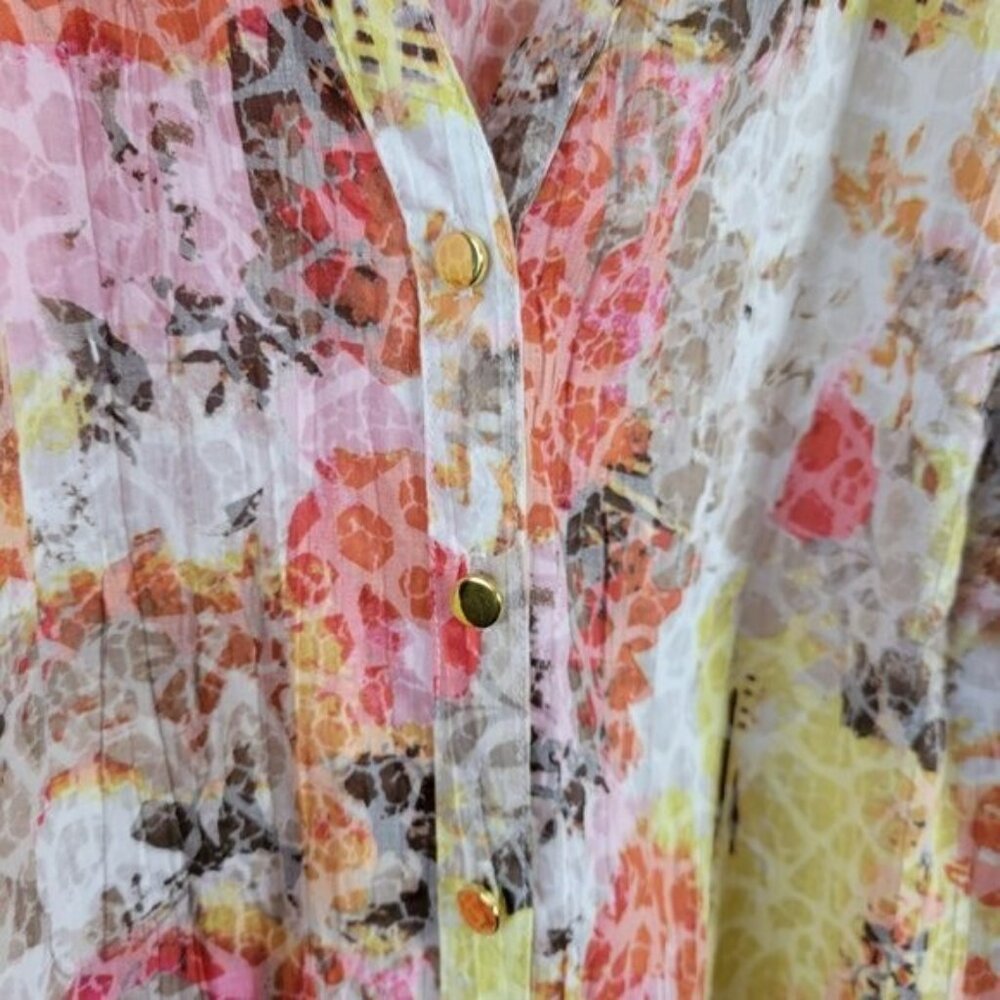 JM Collection Blouse Floral Sz 18 Breezy Flowy BOHO Feminine Vacation embellish - Picture 3 of 9